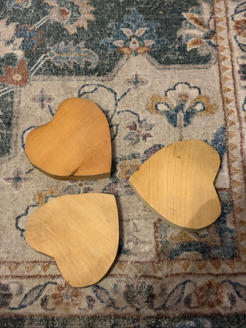 Homemade Vintage Natural Wood Heart Wall Decor - Set of 3